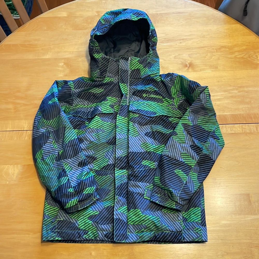 Columbia Boys Hooded Jacket Coat Small Green